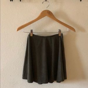 Olive green faux suede skirt